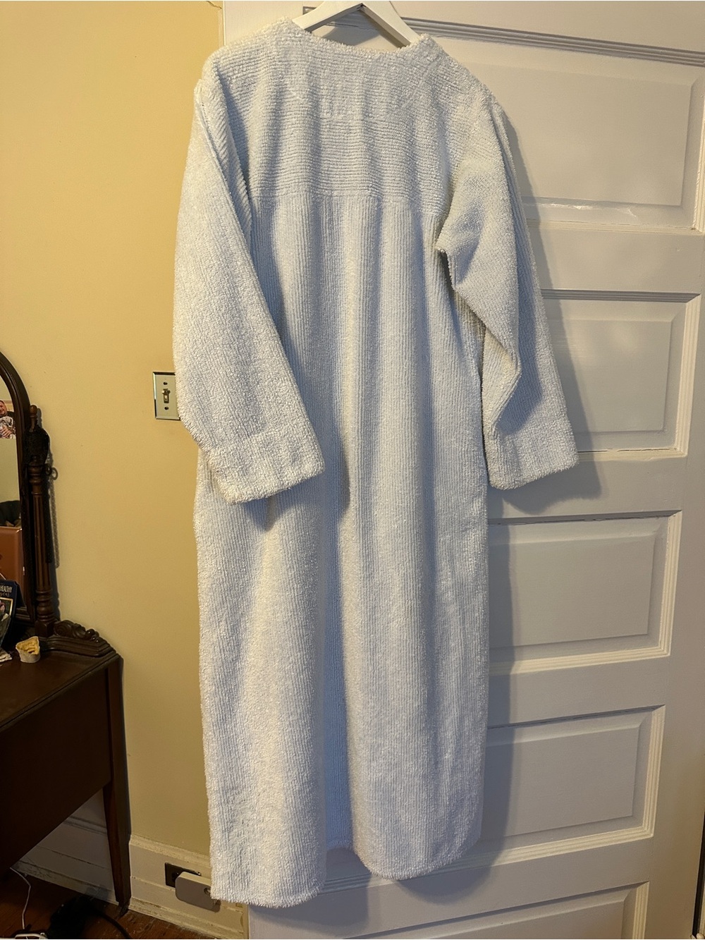 Delicates Light Blue Textured Knit Long Robe - Picture 3 of 5
